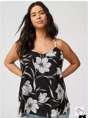 Torrid Black Floral Sophie Cami with Cream Blooms